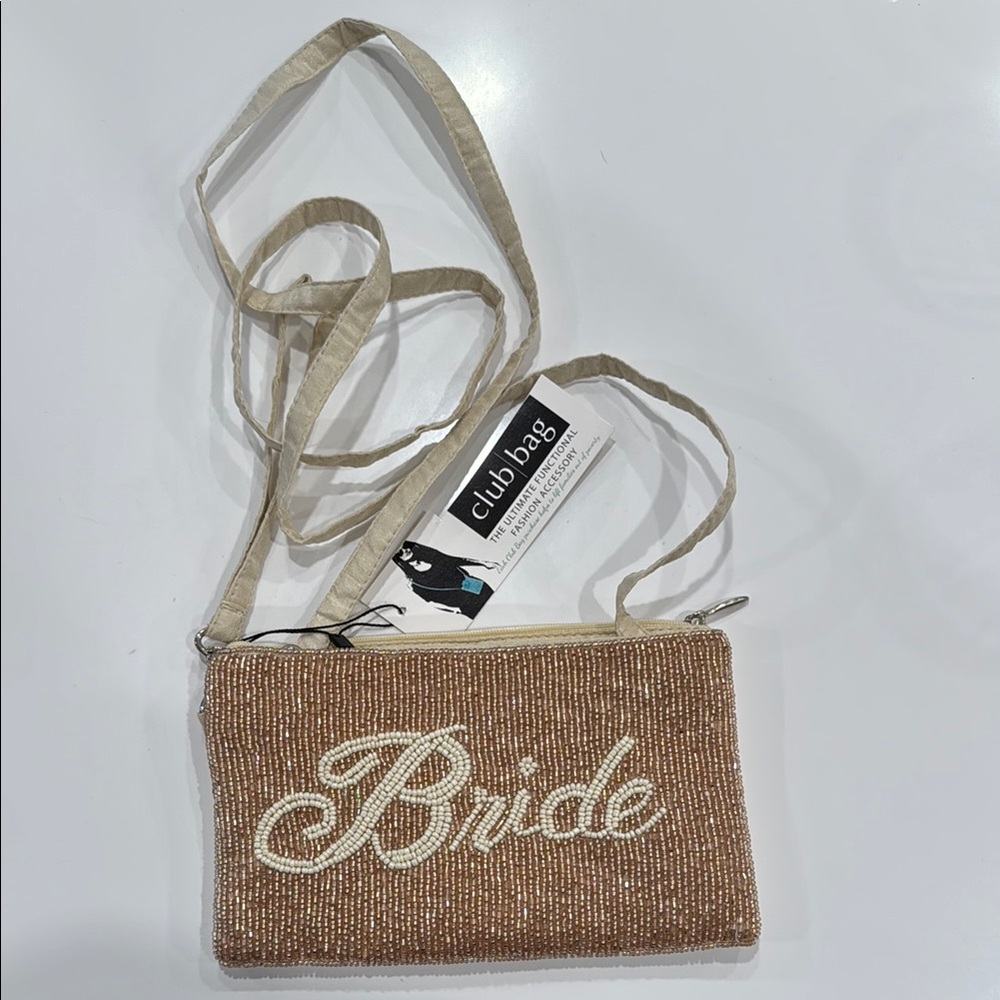 Beaded Bride Bag - Tan and Rose Gold